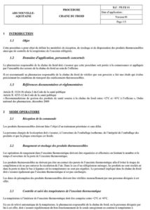 Procédure chaîne du froid pharmacie