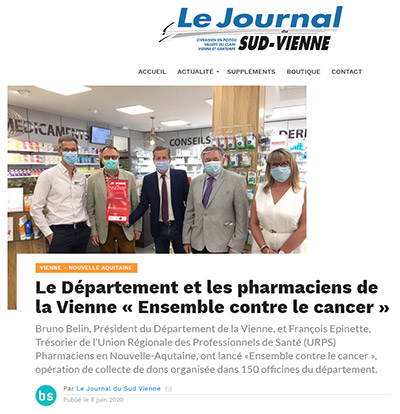 Le Département et les pharmaciens de la Vienne « Ensemble contre le cancer »