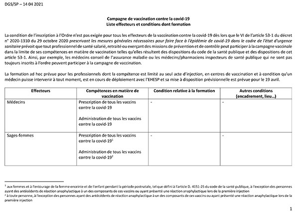 Liste effecteurs et conditions dont formation