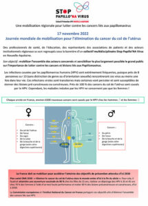 17 novembre 2022 Journée mondiale de mobilisation pour l’élimination du cancer du col de l’utérus