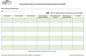 Document de suivi interne à la pharmacie 2023